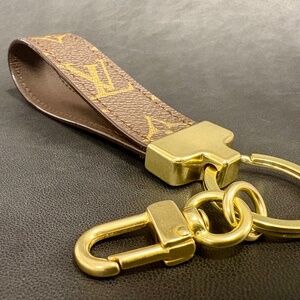 Brown Canvas/Leather Key Fob Keychain